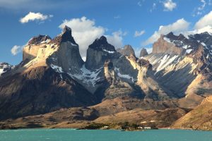 View of the Cuernos del Paine from Lake Pehoe