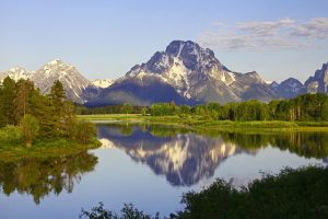 Tetons reflected in the Snake River
