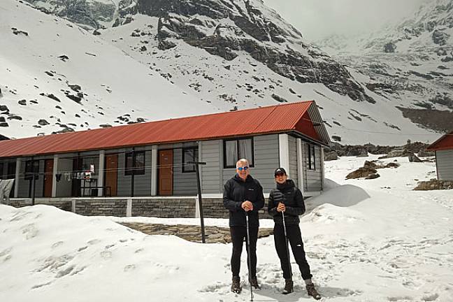 First time trekkers in Nepal Dad and Jess ABC 600 X400