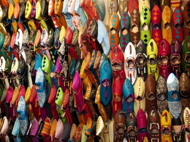 Morocco travel tips slippers in souks
