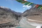 River valley with prayer flags