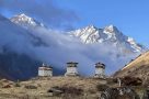 Chortens and mountains near Chomolhari Base Camp