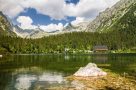 Lake side view of Popradské pleso.