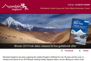 August e-newsletter - Bhutan 2019 trek dates and free guidebook offer