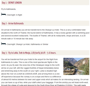 Full day-by-day itineraries online alert
